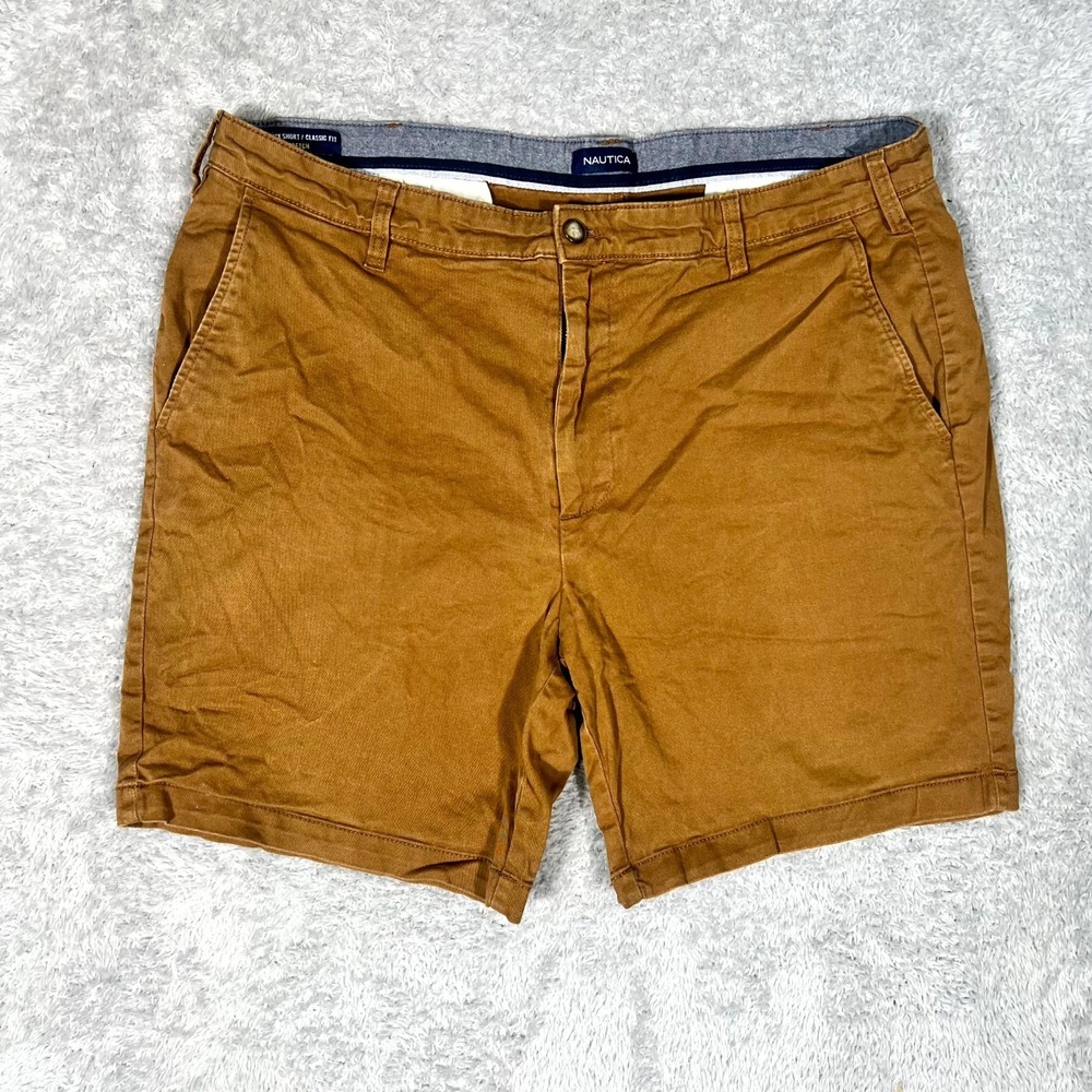 Nautica‎ The Deck Chino Shorts Mens 40 Brown Stretch Comfortable Classic Fit